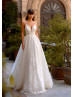 Spaghetti Straps Beaded Ivory Lace Tulle Sexy Wedding Dress
